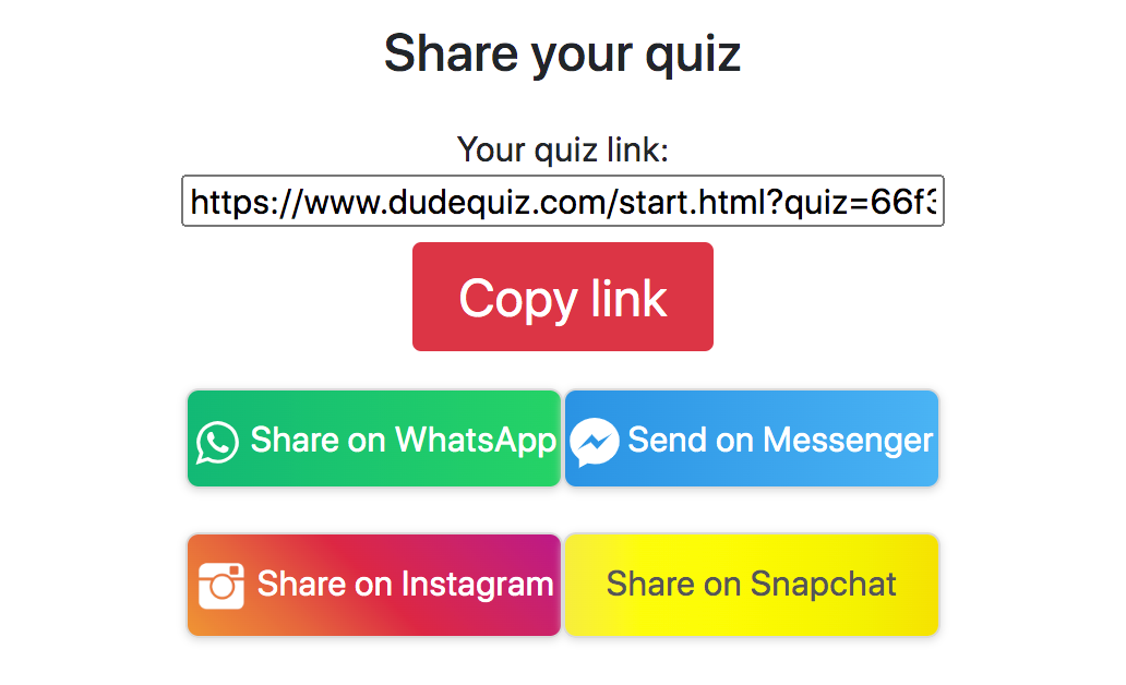 How to share your DudeQuiz?